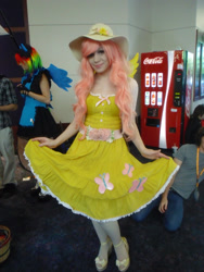 Size: 2448x3264 | Tagged: safe, artist:panda treats, artist:rose0fmay, character:fluttershy, species:human, 2013, anime weekend atlanta, clothing, convention, cosplay, dress, hat, irl, irl human, photo