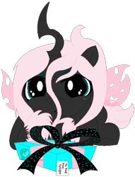 Size: 479x627 | Tagged: safe, artist:ipandacakes, oc, oc only, oc:pomf puff, parent:oc:fluffle puff, parent:queen chrysalis, parents:canon x oc, parents:chrysipuff, species:changeling, changeling oc, hybrid, interspecies offspring, magical lesbian spawn, offspring, original species, pink changeling, present, simple background, solo, transparent background, vector