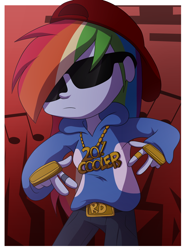 Size: 1024x1379 | Tagged: safe, artist:fj-c, character:rainbow dash, my little pony:equestria girls, belt buckle, bling, female, hilarious in hindsight, rap, rapper, rapper dash, solo
