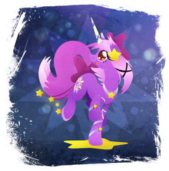 Size: 901x916 | Tagged: safe, artist:rariedash, oc, oc only, species:pony, species:unicorn, cutie mark, cutie mark background, female, hooves, horn, lineless, mare, open mouth, solo, stars