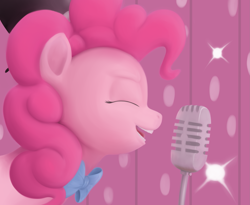 Size: 2509x2058 | Tagged: safe, artist:zippysqrl, character:pinkie pie, episode:pinkie pride, g4, my little pony: friendship is magic, clothing, eyes closed, female, hat, make a wish, microphone, open mouth, profile, scene interpretation, singing, solo, top hat