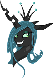 Size: 2738x3906 | Tagged: safe, artist:gray-gold, artist:probablyfakeblonde, character:queen chrysalis, species:changeling, bedroom eyes, changeling queen, fangs, female, grin, looking at you, portrait, simple background, smiling, smug, solo, svg, transparent background, vector