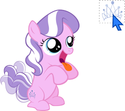 Size: 1290x1146 | Tagged: safe, artist:magerblutooth, character:diamond tiara, behaving like a dog, cursor, cute, diamondbetes, eyes on the prize, female, open mouth, panting, simple background, smiling, solo, tail wag, tongue out, transparent background, vector