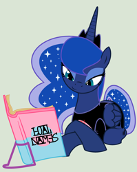 Size: 1600x2007 | Tagged: safe, artist:evilfrenzy, character:princess luna, book, female, prone, reading, simple background, solo, vector