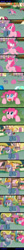 Size: 600x6189 | Tagged: safe, artist:ladyanidraws, character:doctor whooves, character:maud pie, character:pinkie pie, character:roseluck, character:time turner, anvil, chainsaw, comic, flower pot, globe, logic, pinkie sense, shrug, twilight scepter, twitchy tail