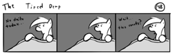 Size: 802x253 | Tagged: safe, artist:tetrapony, character:derpy hooves, species:pegasus, species:pony, comic:the daily derp, g4, bed, comic, female, mare, monochrome, solo, the tired derp