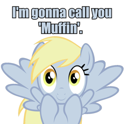 Size: 1600x1600 | Tagged: safe, artist:kuren247, artist:pika-robo, edit, character:derpy hooves, species:pegasus, species:pony, bronybait, cute, derpabetes, female, fourth wall, image macro, mare, underp