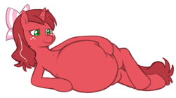 Size: 950x533 | Tagged: safe, artist:redintravenous, oc, oc only, oc:red ribbon, fat