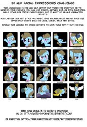 Size: 1172x1699 | Tagged: safe, artist:punzil504, character:beauty brass, character:blossomforth, character:fiddlesticks, 20 mlp facial expressions challenge, angel, apple family member, art challenge, blushing, circling stars, expressions, musical instrument, simple background, sousaphone, vector, white background