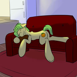 Size: 2000x2000 | Tagged: safe, artist:fuzebox, character:uncle orange, couch, male, sleeping, solo, underhoof