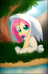 Size: 1000x1552 | Tagged: safe, artist:fj-c, character:fluttershy, my little pony:equestria girls, baby, breasts, bunny costume, bunnyshy, clothing, female, flattershy, pacifier, solo, younger