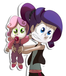 Size: 1000x1152 | Tagged: safe, artist:fj-c, character:rarity, character:sweetie belle, my little pony:equestria girls, baby, baby belle, baby human, cheek pinch, simple background, sisters, transparent background, younger