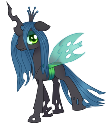 Size: 852x985 | Tagged: safe, artist:solar-slash, character:queen chrysalis, species:changeling, changeling queen, female, floppy ears, looking at you, simple background, smiling, solo, transparent background, walking