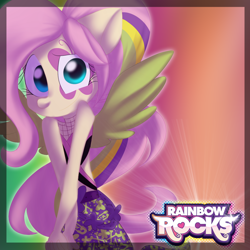 Size: 1024x1024 | Tagged: safe, artist:fj-c, character:fluttershy, equestria girls:rainbow rocks, g4, my little pony: equestria girls, my little pony:equestria girls, breasts, cute, delicious flat chest, female, flattershy, looking at you, midriff, ponied up, raised eyebrow, shyabetes, smiling, solo, wings