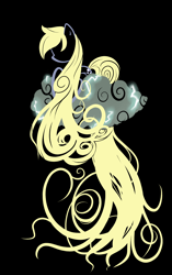Size: 1700x2700 | Tagged: dead source, safe, artist:rainbowscreen, character:derpy hooves, species:pegasus, species:pony, alternate hairstyle, cloud, female, lightning, mare, minimalist, solo