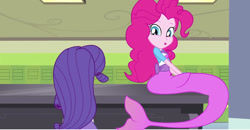 Size: 1280x668 | Tagged: safe, artist:dtkraus, edit, character:pinkie pie, character:rarity, equestria girls:rainbow rocks, g4, my little pony: equestria girls, my little pony:equestria girls, mermaid, mermaidized, pinkie on a piano, shoo be doo, species swap, wat