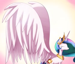 Size: 2200x1900 | Tagged: safe, artist:solar-slash, character:princess celestia, impossibly large wings, pixiv, wings