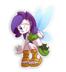 Size: 1024x1130 | Tagged: safe, artist:fj-c, character:rarity, my little pony:equestria girls, clothing, fairy, fairy wings, female, midriff, skirt, solo, wings, wink