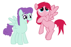 Size: 1724x1152 | Tagged: safe, artist:berrypunchrules, species:pegasus, species:pony, my little pony:equestria girls, background human, blueberry pie, duo, duo female, equestria girls ponified, female, ponified, raspberry fluff