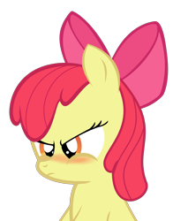 Size: 2500x3196 | Tagged: safe, artist:an-tonio, artist:kuren247, character:apple bloom, adorabloom, angry, blushing, cute, female, frown, glare, jealous, madorable, puffy cheeks, simple background, solo, transparent background, vector
