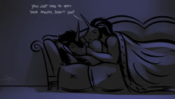 Size: 1024x576 | Tagged: safe, artist:bgn, character:good king sombra, character:king sombra, species:anthro, cape, clothing, couch, gay, king hunkbra, male, ponidox, self ponidox, selfcest, stupid sexy sombra