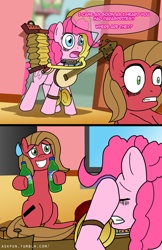 Size: 600x928 | Tagged: safe, artist:ladyanidraws, character:pinkie pie, oc, oc:pun, ask pun, episode:swarm of the century, g4, my little pony: friendship is magic, ask, comic, pun, soda, sprite, tumblr