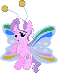 Size: 800x1060 | Tagged: safe, artist:magerblutooth, character:diamond tiara, species:flutter pony, antennae, bedroom eyes, butterfly wings, female, missing accessory, simple background, smug, solo, transparent background, vector