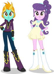 Size: 598x812 | Tagged: source needed, useless source url, safe, artist:punzil504, character:lightning dust, character:suri polomare, my little pony:equestria girls, boots, button, clothing, crystal prep shadowbolts, cuffs, dress, duo, duo female, equestria girls-ified, female, hairband, hand on hip, hilarious in hindsight, hoodie, pants, scarf, shadowbolts, shadowbolts costume, shoes, simple background, transparent background, vector