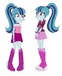 Size: 483x589 | Tagged: safe, artist:berrypunchrules, character:sonata dusk, my little pony:equestria girls, alternate costumes, alternate design, boots, bracelet, choker, clothing, female, high heel boots, human counterpart, jewelry, looking at you, pendant, ponidox, pony counterpart, self ponidox, skirt, solo, spikes
