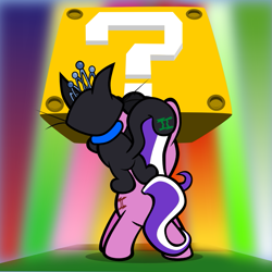 Size: 845x845 | Tagged: safe, artist:magerblutooth, character:diamond tiara, oc, oc:dazzle, ? block, block, cat, color, preview, super mario bros.