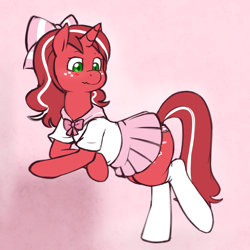 Size: 1000x1000 | Tagged: safe, artist:redintravenous, oc, oc only, oc:red ribbon, clothing, schoolgirl