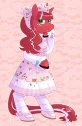 Size: 529x806 | Tagged: safe, artist:redintravenous, oc, oc only, oc:red ribbon, clothing, dress