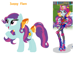 Size: 660x500 | Tagged: safe, artist:berrypunchrules, character:sunny flare, species:earth pony, species:pony, equestria girls:friendship games, g4, my little pony: equestria girls, my little pony:equestria girls, adoraflare, bow, cute, equestria girls ponified, pigtails, ponidox, ponified, self ponidox