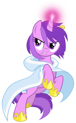 Size: 1300x2100 | Tagged: safe, artist:equestria-prevails, character:amethyst star, character:sparkler, species:pony, species:unicorn, badass, cloak, clothing, earring, female, glowing horn, hoof shoes, horn, magic, mare, piercing, rearing, simple background, solo, transparent background, vector