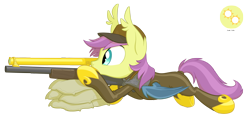 Size: 3000x1487 | Tagged: safe, artist:equestria-prevails, oc, oc only, oc:sun sun, species:bat pony, species:pony, aiming, armor, bodysuit, gun, ponies with guns, prone, rifle, sandbags, simple background, sniper, solo, transparent background, vector, weapon