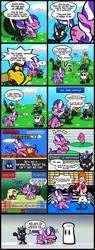 Size: 2114x5549 | Tagged: safe, artist:magerblutooth, character:diamond tiara, character:discord, oc, oc:dazzle, species:pony, comic:diamond and dazzle, axe, beaten up, body swap, boxer, boxing, bullet bill, cat, cloud, comic, crossover, fire emblem, flower, glass joe, gun, hammer, kirby, koopa troopa, luvdisc, nintendo, paper mario, pokémon, punch out, rpg, rpg battle, sandbag, shy guy, super mario bros., super smash bros., sword, toy sword, video game, waddle dee, warp pipe, weapon