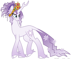 Size: 1022x846 | Tagged: safe, artist:faith-wolff, character:tree of harmony, oc, oc only, oc:harmony (heilos), species:classical unicorn, fanfic:the bridge, cloven hooves, elements of harmony, flower, flower in hair, leonine tail, looking back, ponified, simple background, smiling, transparent background, tree of harmony, unshorn fetlocks