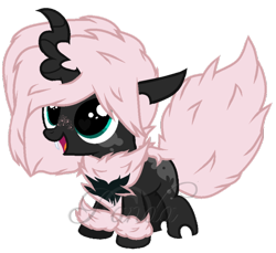 Size: 610x558 | Tagged: safe, artist:ipandacakes, oc, oc only, oc:cootie, parent:oc:fluffle puff, parent:queen chrysalis, parents:canon x oc, parents:chrysipuff, hybrid, interspecies offspring, magical lesbian spawn, offspring, solo, watermark