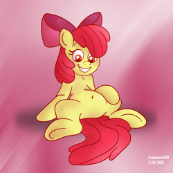 Size: 4000x4000 | Tagged: safe, artist:scobionicle99, character:apple bloom, belly button, featureless crotch, female, solo, underhoof