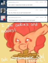 Size: 642x850 | Tagged: dead source, safe, artist:dhui, character:pinkie pie, ask tired pie, cookie