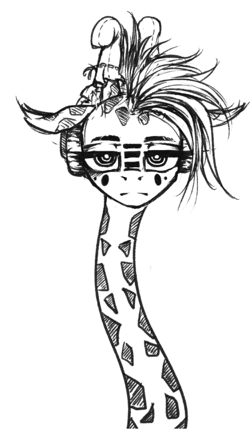 Size: 500x857 | Tagged: safe, artist:madhotaru, oc, oc only, oc:twiggy, animated, frown, giraffe, looking at you, monochrome, solo, unamused, wat, wiggle