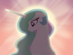 Size: 1094x820 | Tagged: safe, artist:faith-wolff, character:princess celestia, species:alicorn, species:pony, fanfic:the bridge, ethereal mane, female, frown, mare, sad, solo, thinking