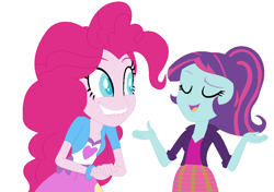 Size: 999x705 | Tagged: safe, artist:berrypunchrules, character:pinkie pie, character:sunny flare, equestria girls:friendship games, g4, my little pony: equestria girls, my little pony:equestria girls, simple background, white background