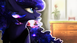 Size: 1920x1080 | Tagged: safe, artist:hierozaki, edit, character:princess luna, female, inverted mouth, solo