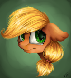 Size: 1024x1121 | Tagged: dead source, safe, artist:alphadesu, character:applejack, female, floppy ears, simple background, solo