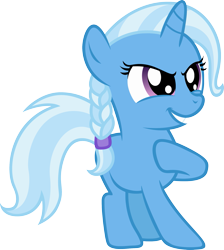 Size: 1745x1945 | Tagged: safe, artist:dtkraus, character:trixie, species:pony, species:unicorn, braid, female, filly, grin, mare, pose, simple background, transparent background, vector, younger