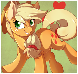 Size: 2600x2500 | Tagged: dead source, safe, artist:rainbowscreen, character:applejack, species:earth pony, species:pony, clothing, cute, female, freckles, hat, jackabetes, mare, smiling, solo