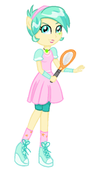 Size: 405x740 | Tagged: safe, artist:berrypunchrules, equestria girls:friendship games, g4, my little pony: equestria girls, my little pony:equestria girls, alternate costumes, background human, female, ponied up, pony ears, solo, tennis match, tennis racket
