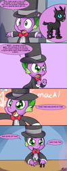 Size: 824x2088 | Tagged: safe, artist:solar-slash, character:spike, character:thorax, species:changeling, episode:a canterlot wedding, g4, my little pony: friendship is magic, clothing, comic, hat, top hat, toy, tuxedo