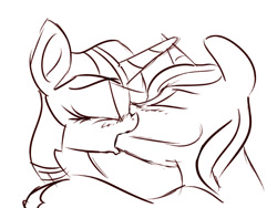 Size: 1280x963 | Tagged: safe, artist:emberkaese, character:shining armor, character:twilight sparkle, ship:shiningsparkle, blushing, female, grayscale, incest, kissing, making out, male, monochrome, shipping, straight